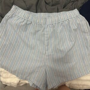 Light Blue Striped Women's Shorts